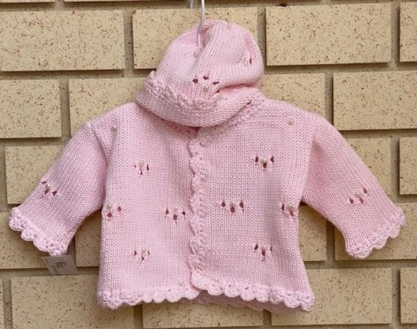 Hand Made Pink Pearl Dropsititch Cardigan