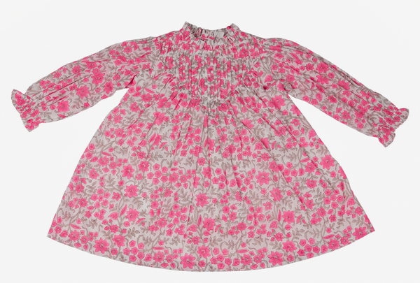 L/S Pink Smocked Carnation Dress