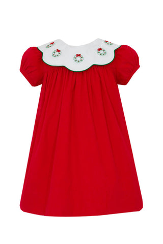 Red Scalloped Collar Wreath Dress