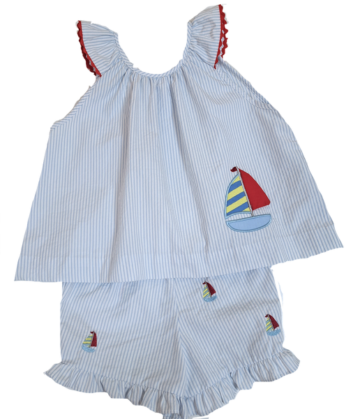 Girls Sailboat Shorts Set