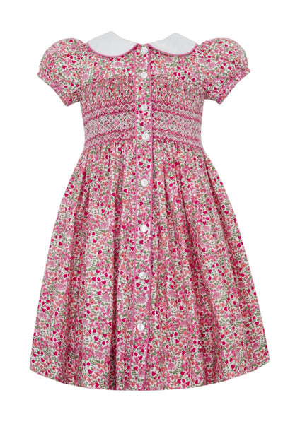 Hot Pink Floral Smocked Dress