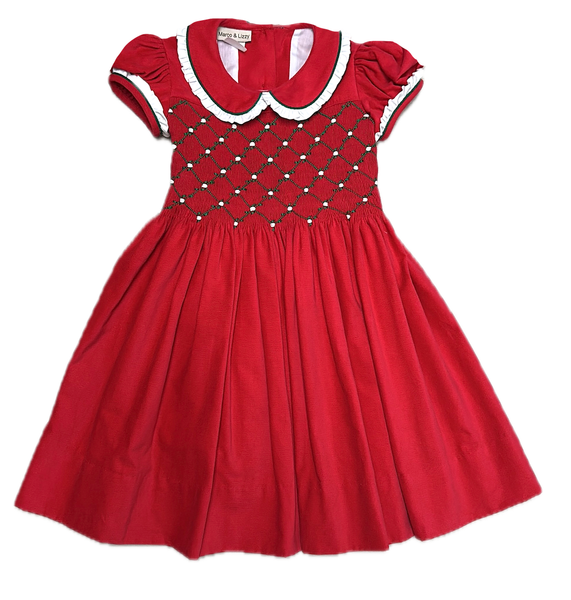 Red Smocked Isabella Dress - 5-7.  CALL TO PURCHASE