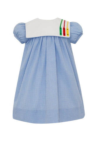 Blue Mini Check Crayon Dress