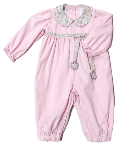Pink Corduroy Floral Playsuit