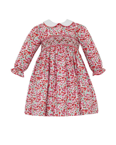 Red Smocked Liberty Print DRess