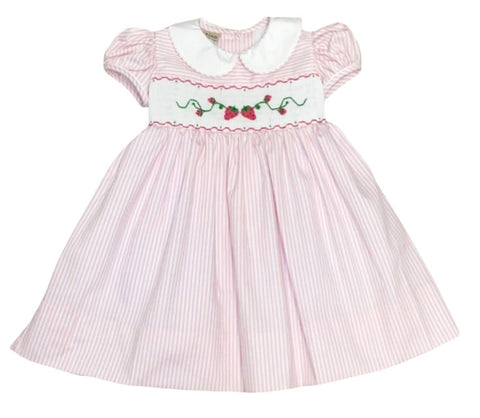 Pink Smocked Strawberry Dress