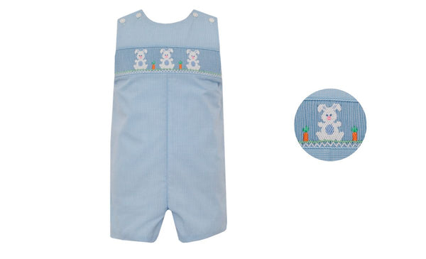 Blue Check Smocked Bunny Jon Jon