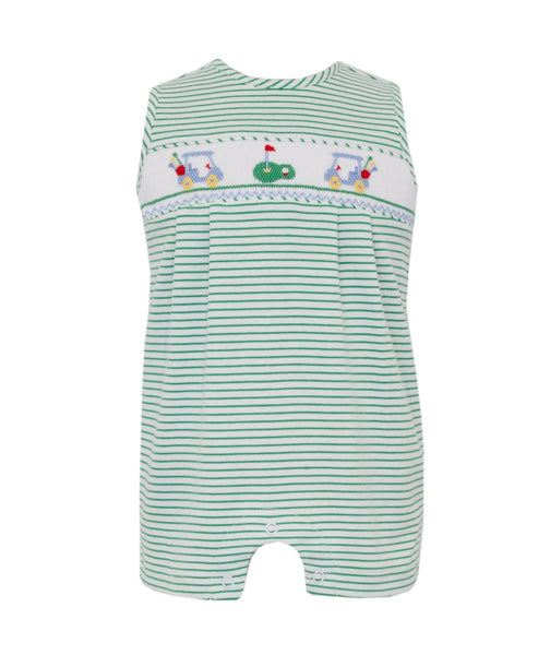 Green Striped Smocked Golf Jon Jon