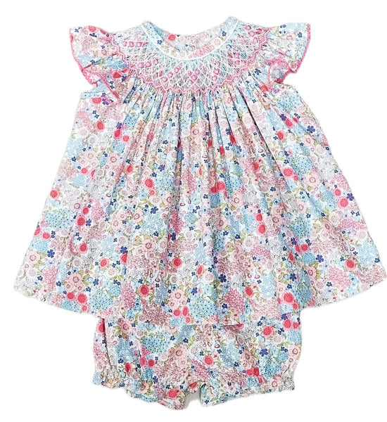 Pink & Blue Liberty Floral Smocked Bloomer Set