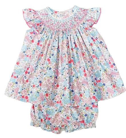 Pink & Blue Liberty Floral Smocked Bloomer Set