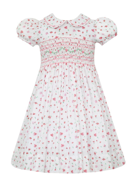 Smocked Coral Floral Dress