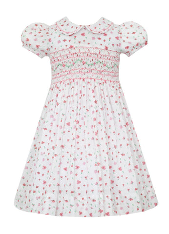 Smocked Coral Floral Dress