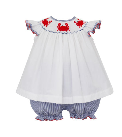 White Smocked Crab Dress Set