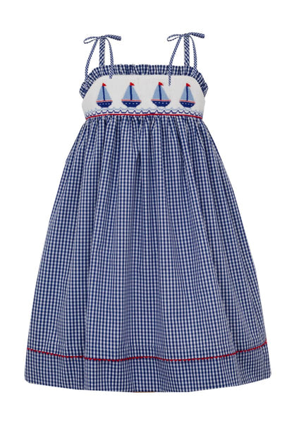 Blue Smocked Sailboats Sundress