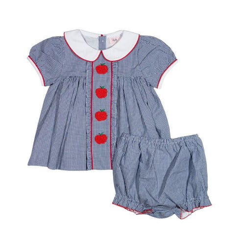 Navy Check Apples Bloomer Set