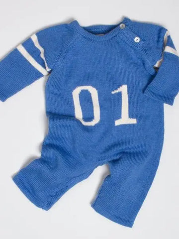 Blue Knit Athlete Romper