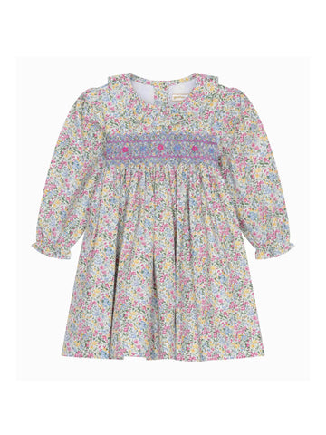 Smocked Pink & Lavender Floral Dress