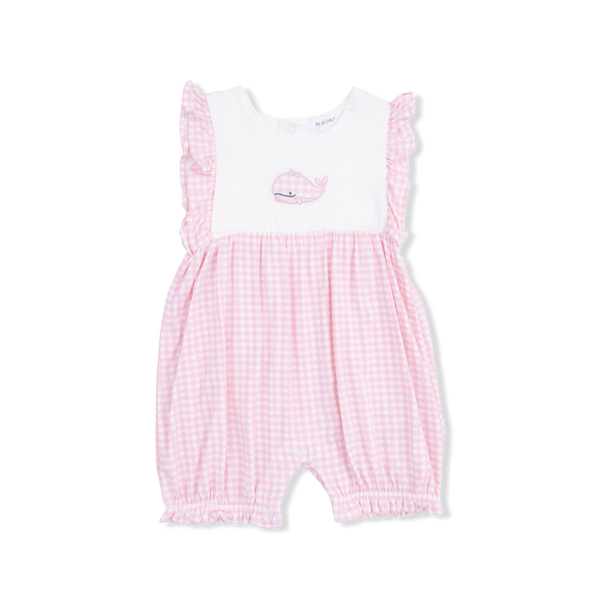 Pink Check Whale Romper