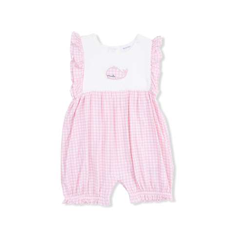 Pink Check Whale Romper