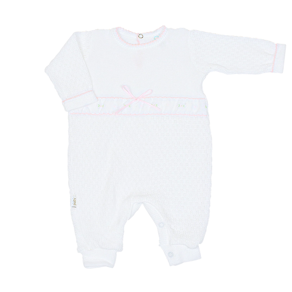 White Knit Pink flowers 1pc