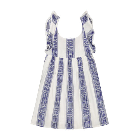 Navy Stripe Flutter Sleeve Dress