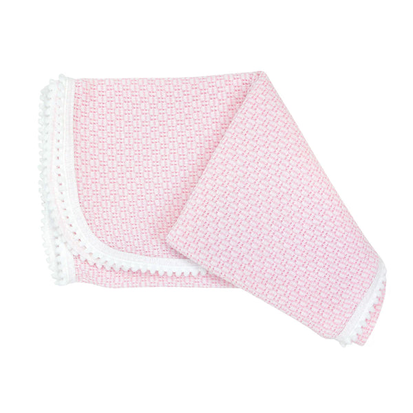 Pink Knit Pom Pom Blanket