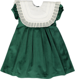 Green Velvet & Lace Collar Dress