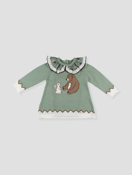 Green Bear and Bunny Knit Dress