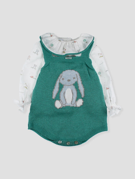 Green Bunny Knit Bubble and Blouse