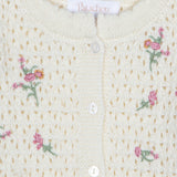 Ivory w/Pink Embroidered Flowers Cardigan