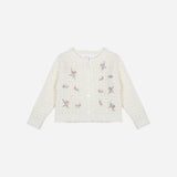 Ivory w/Pink Embroidered Flowers Cardigan