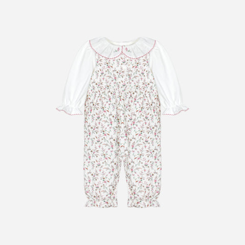 Pink/Ivory Liberty Smocked 2pc Romper Set