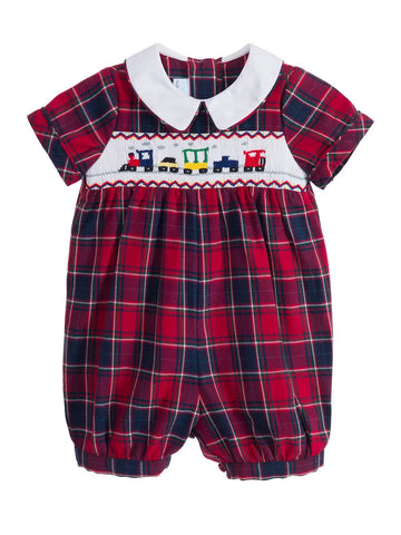 Plaid Smocked Train Romper
