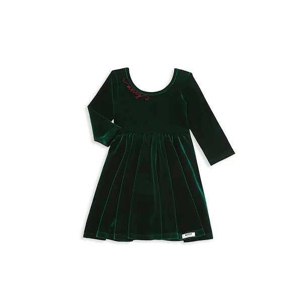 Green Velvet Twirl Dress