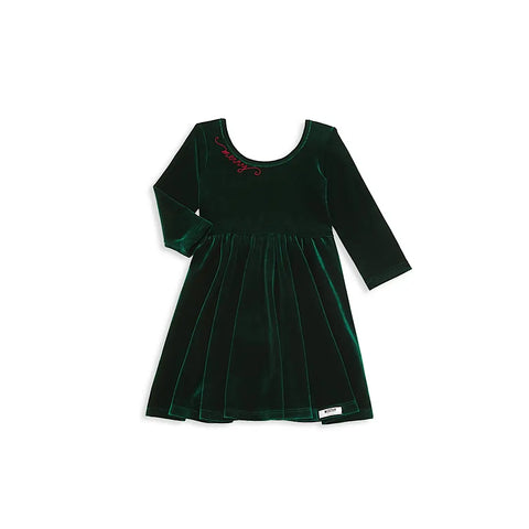 Green Velvet Twirl Dress