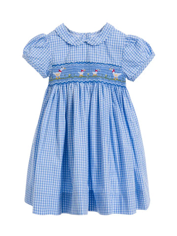 Smocked Ducks Gingham Dress - Sizes 6m-18m
