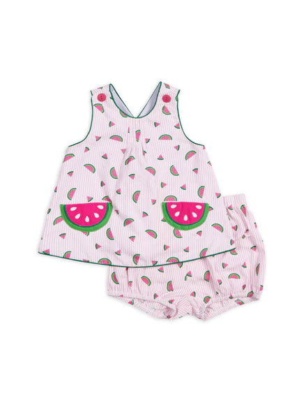 Pink Seersucker Watermelon 2pc Set