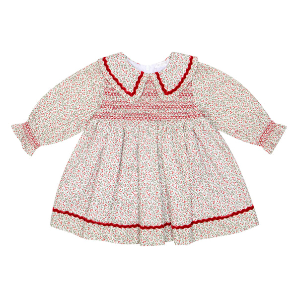 Red smocked Liberty Print Dress