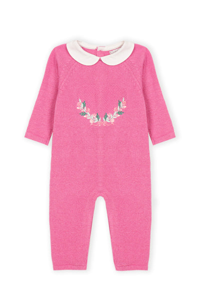 Pink 1pc Knit w/Floral Swag