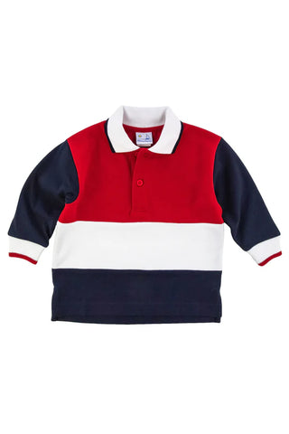 Red, White, Navy L/S Polo