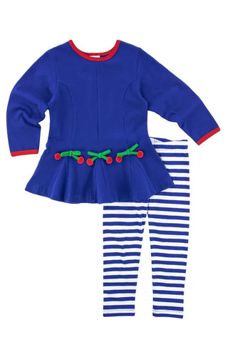 Royal Blue Cherries Legging Set