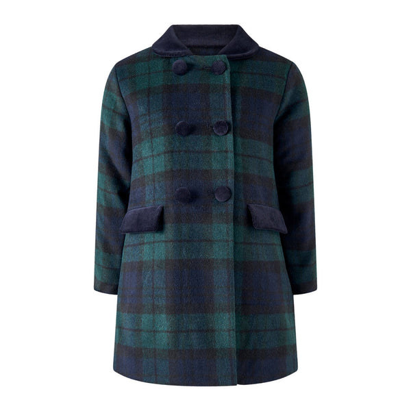 Blackwatch Velvet Trim Dress Coat