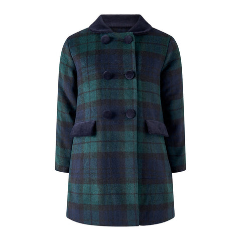 Blackwatch Velvet Trim Dress Coat