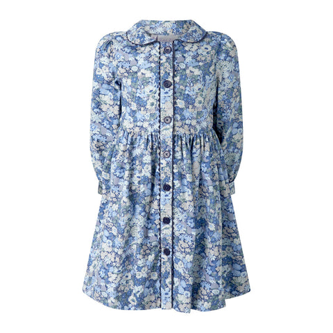 Blue Floral Button-front Dress