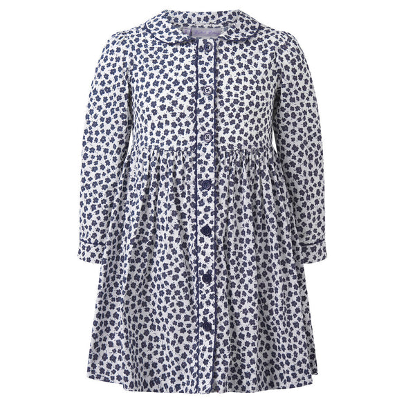 Navy Floral Buttonfront Dress