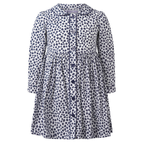 Navy Floral Buttonfront Dress