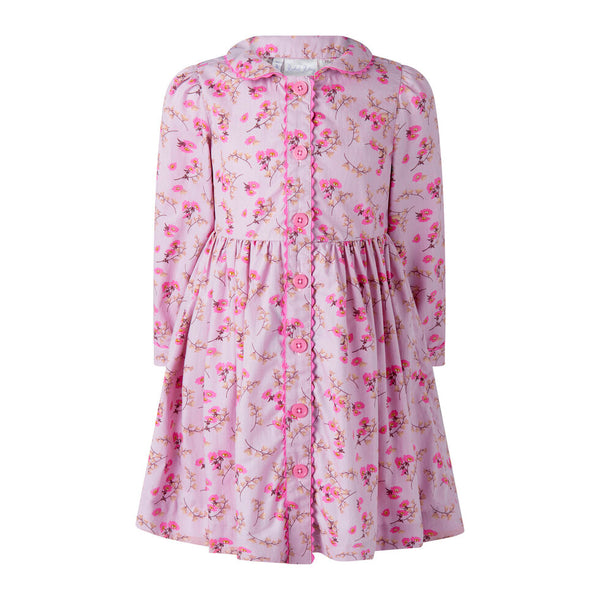 Pink Floral Foxglove Buttonfront Dress