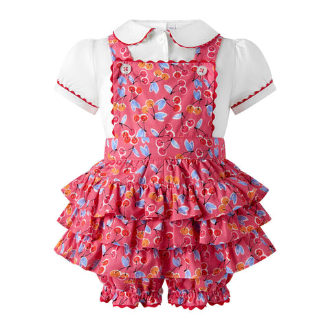 Cherry Ruffle  Dungaree & Blouse