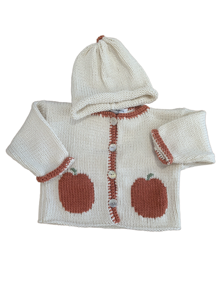 Hand Knit Pumpkin Cardigan & Hat