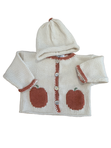 Hand Knit Pumpkin Cardigan & Hat